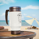 Consent Ghost Guy Stainless Steel Travel Mug with Handle, 14oz