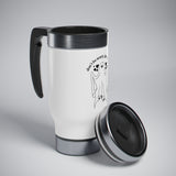Consent Ghost Guy Stainless Steel Travel Mug with Handle, 14oz