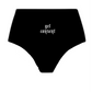 "BASICS" BLACK HIGH WAISTED THONG SPANDEX BLEND 6 PACK