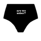 "BASICS" BLACK HIGH WAISTED THONG SPANDEX BLEND 6 PACK