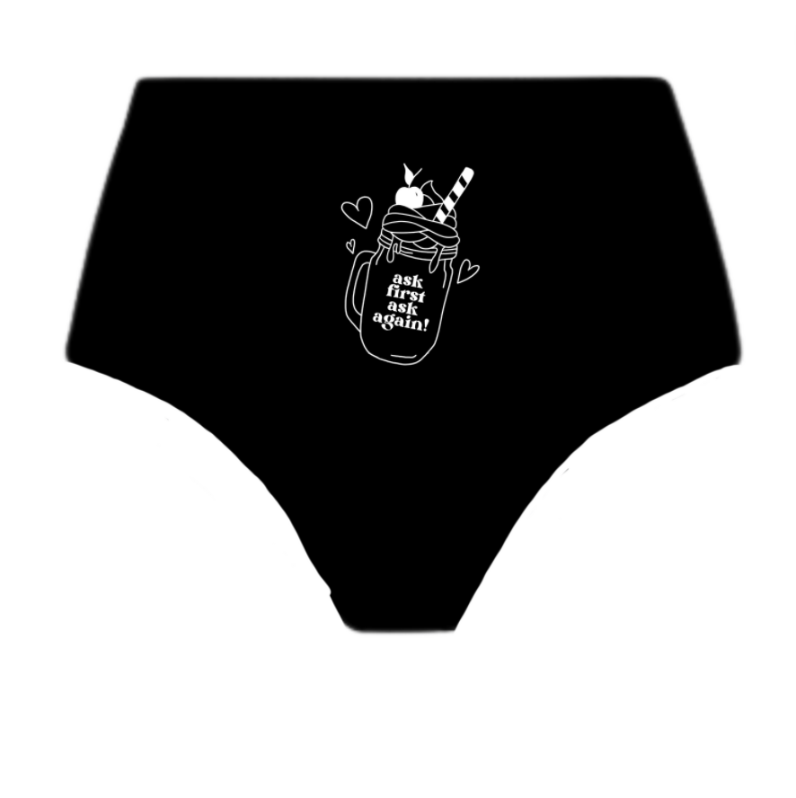 "CLASSIC CONSENT" BLACK HIGH WAISTED THONG SPANDEX BLEND 6 PACK