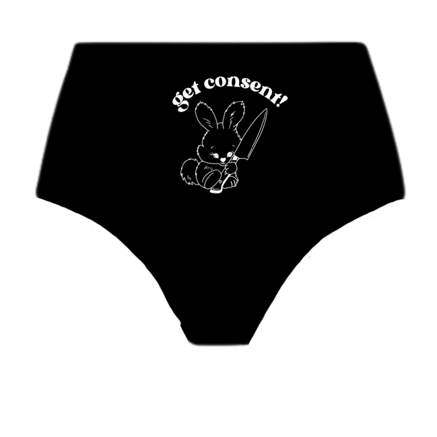 "CLASSIC CONSENT" BLACK HIGH WAISTED THONG SPANDEX BLEND 6 PACK