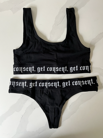 "Get Consent" Bra & Thong Set