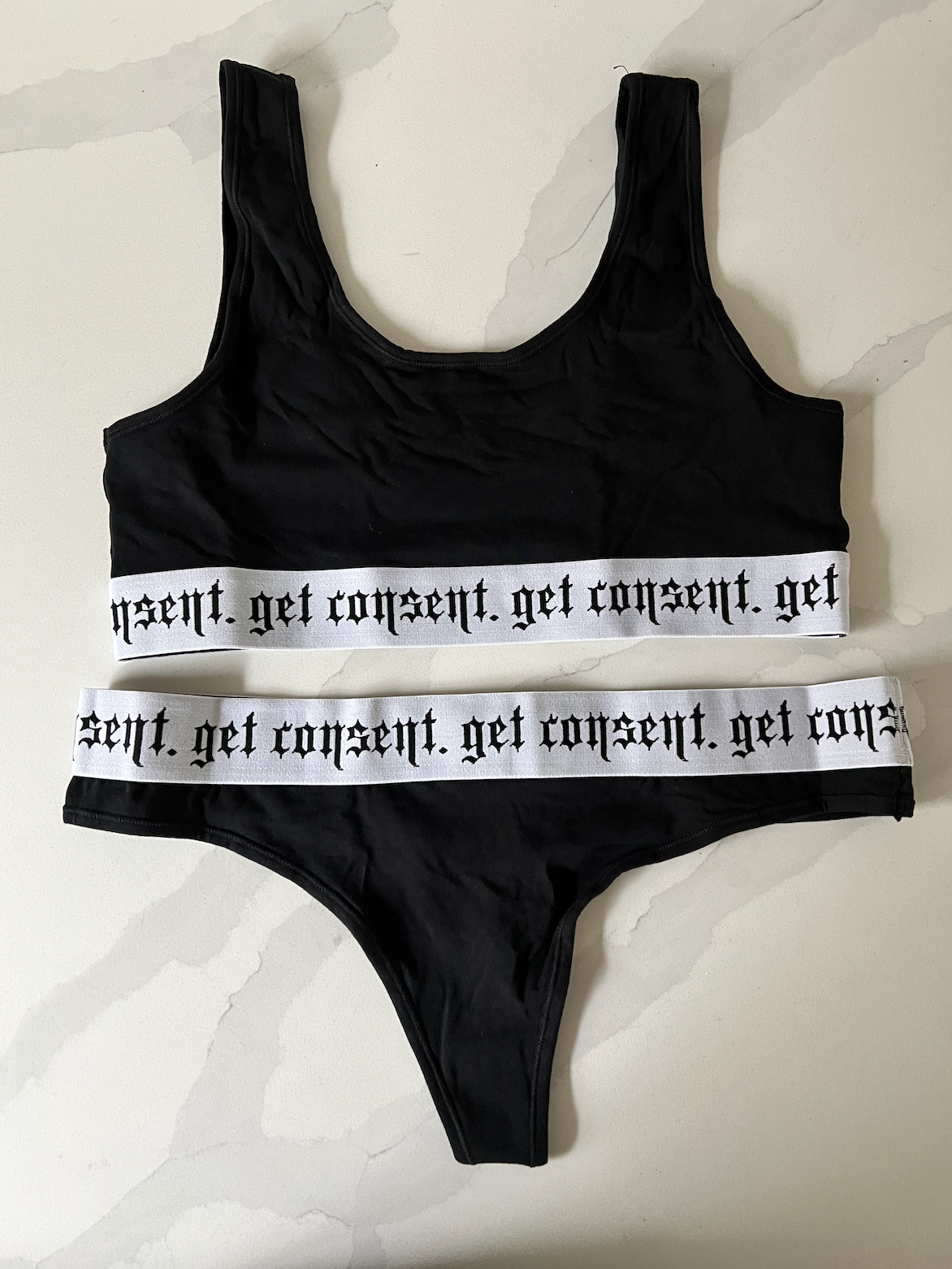 "Get Consent" Bra & Thong Set