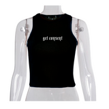 Get Consent Cropped Black Tank
