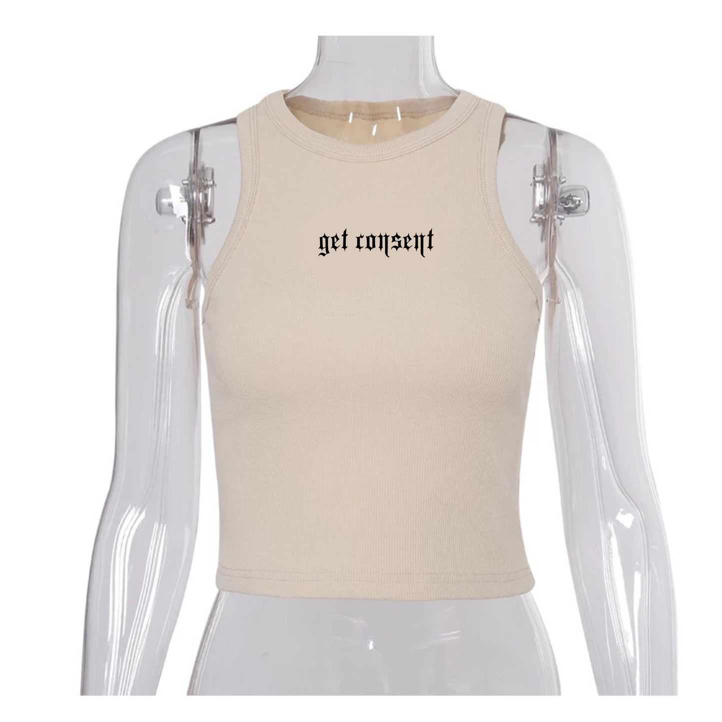 Get Consent Cropped Black Tank